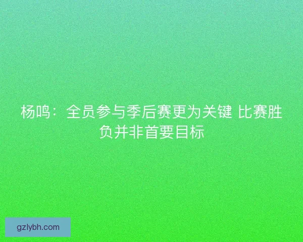 杨鸣：全员参与季后赛更为关键 比赛胜负并非首要目标